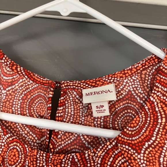 Sleeveless Merona Blouse - Patterned Orange and Red, Women's Size S - Picture 2 of 4